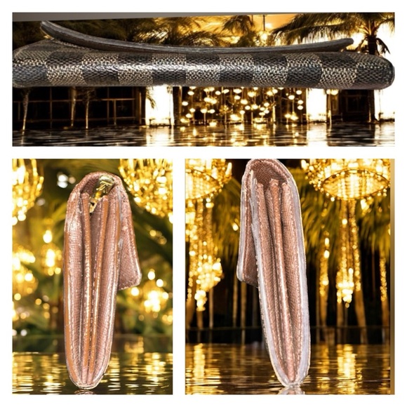 AUTH Louis Vuitton Damier Porte Feuille Sarah Long Bifold Wallet Flaws $735 Ret - Picture 13 of 16